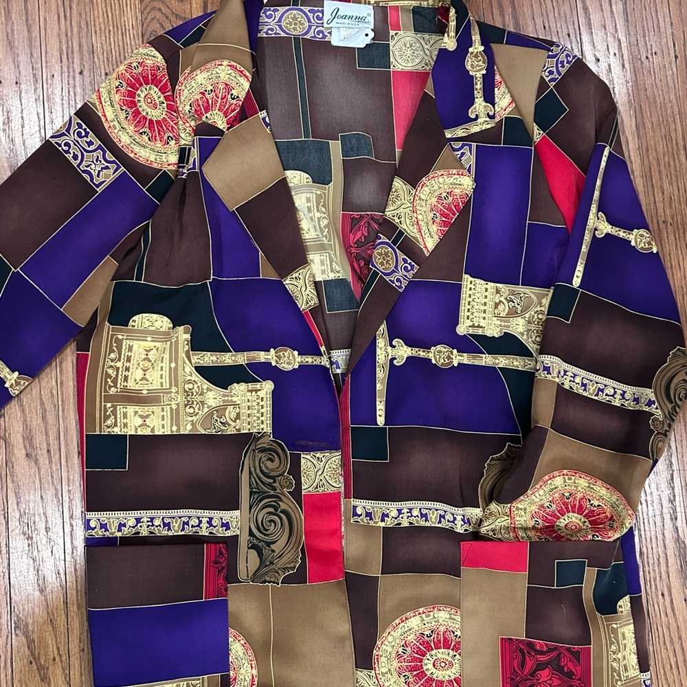 Vintage Patchwork Button-Up Blazer in Purple, Bro… - image 8